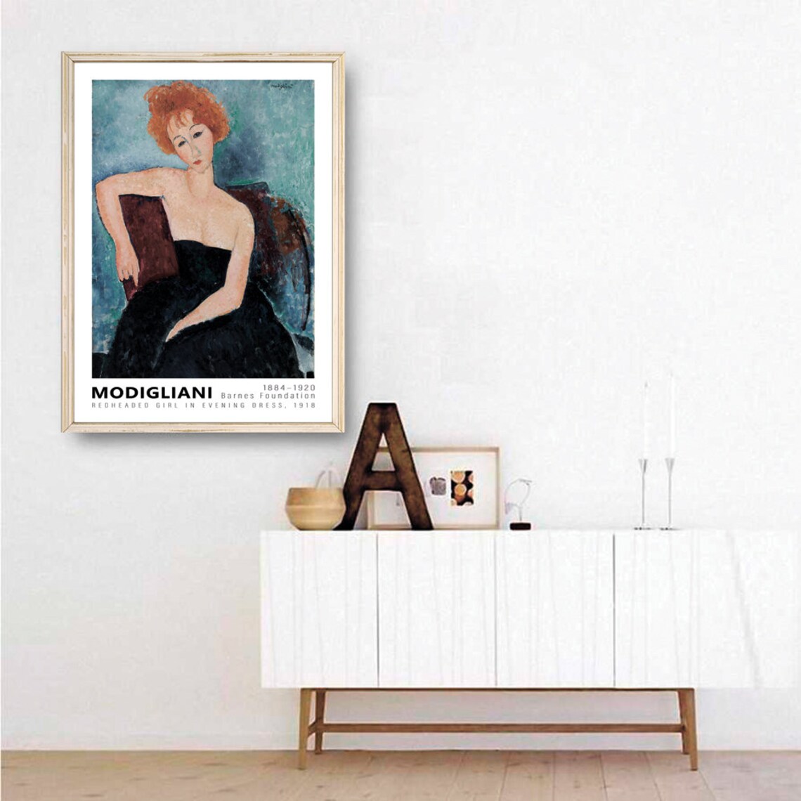 Modigliani Redheaded Girl Evening Dress 1918 Art Poster Vintage Wall Decor - Image 3