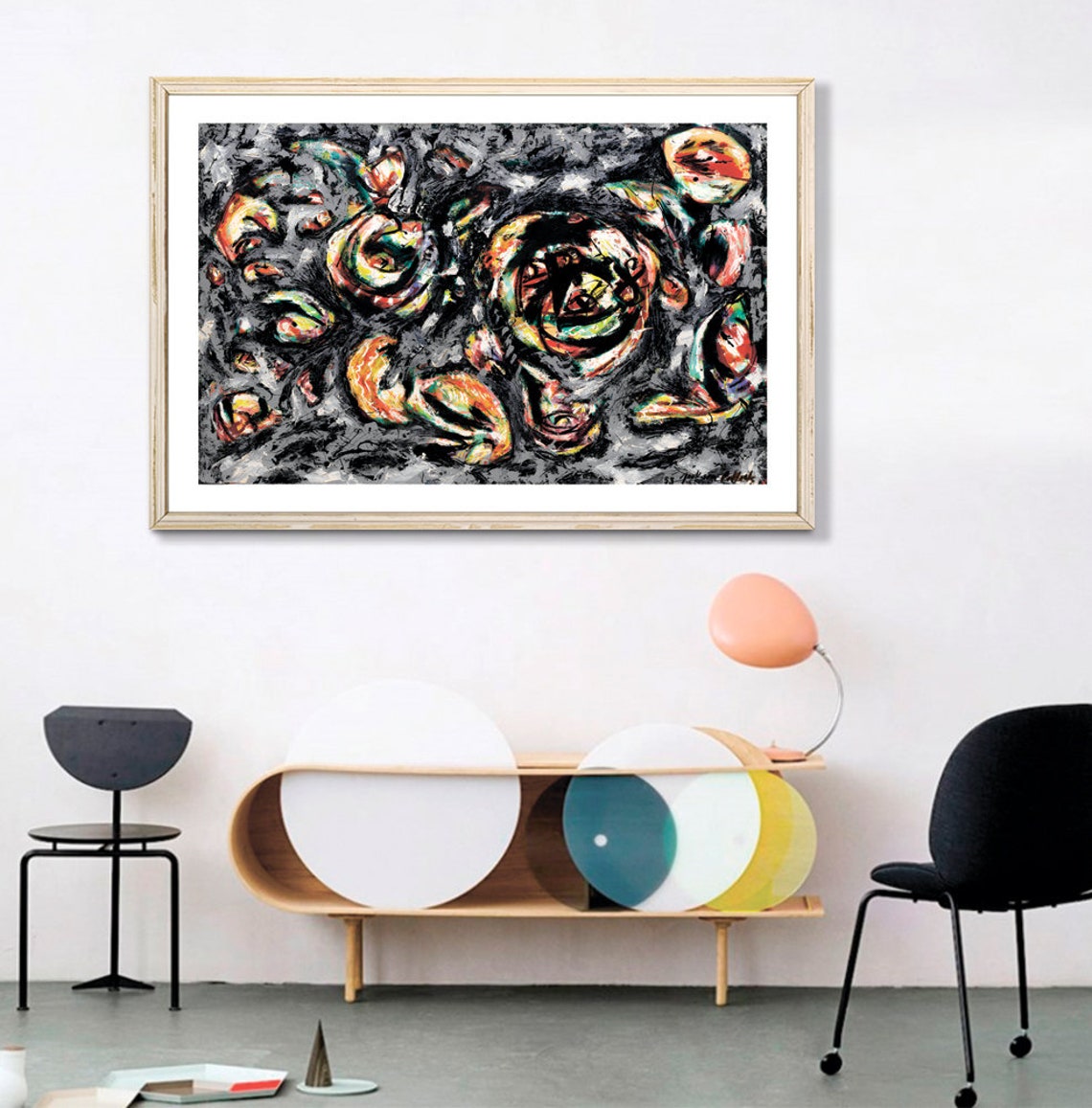 Jackson Pollock Swirling Orange Black Abstract Expressionist Poster - Image 2