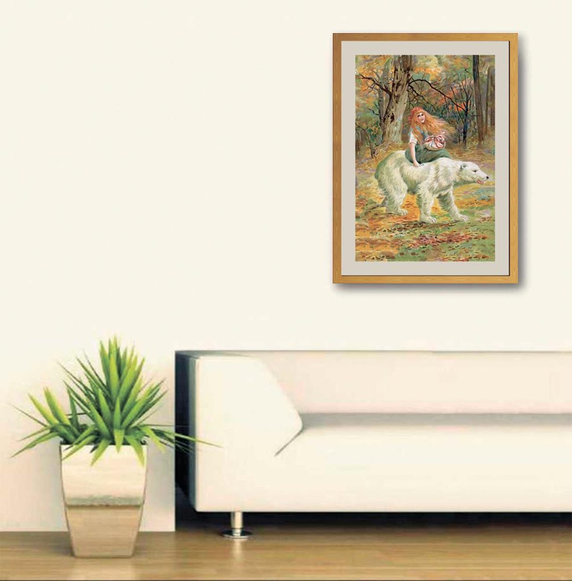 Jenny Nystrom White Bear Girl Riding Polar Bear Vintage Poster - Image 3
