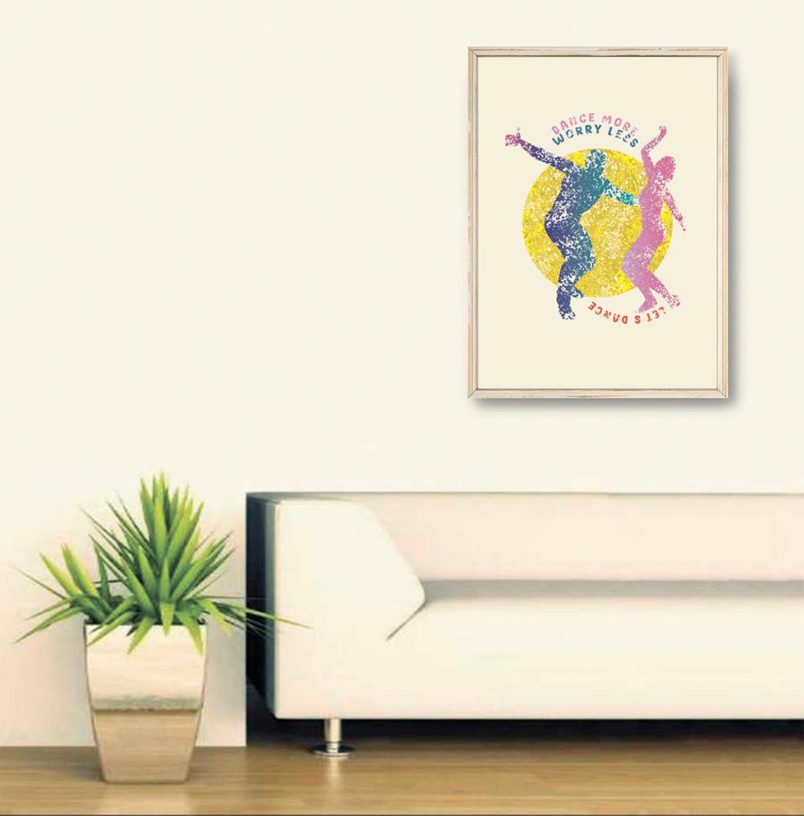 Dance More Worry Less Lets Dance Colorful Dancers Quote Poster - Image 2