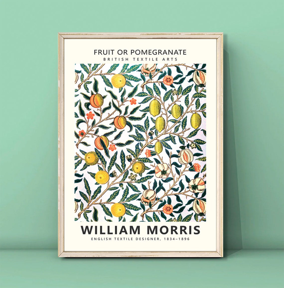 William Morris Fruit or Pomegranate Textile Pattern Vintage Poster