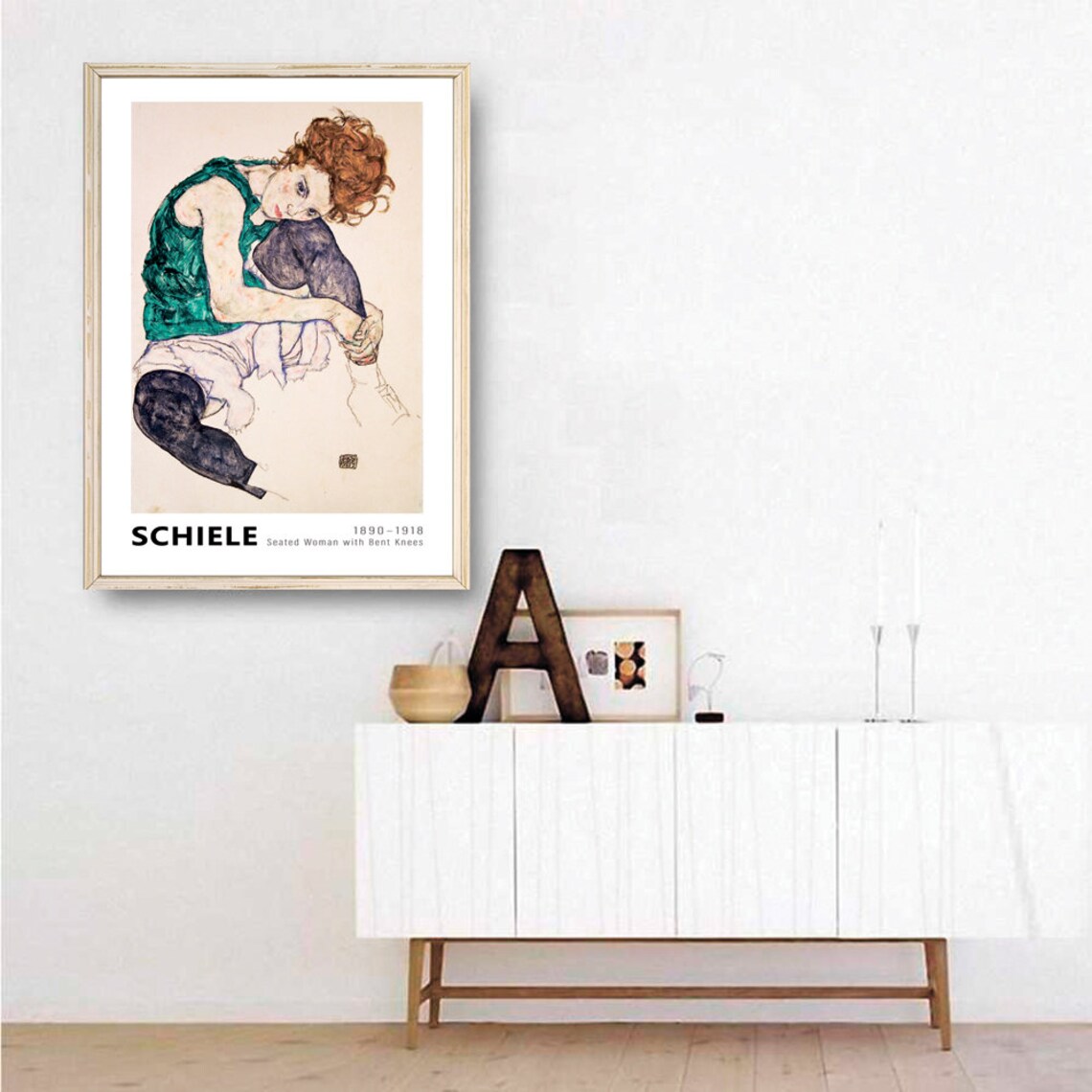 Egon Schiele Seated Woman With Bent Knees Vienna Sketch Art Poster - Image 3