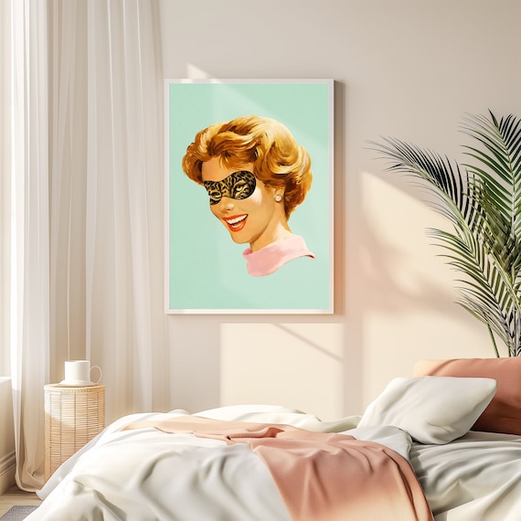 Wild Vixen Retro Blonde Leopard Mask Mint Pop Art Style Poster
