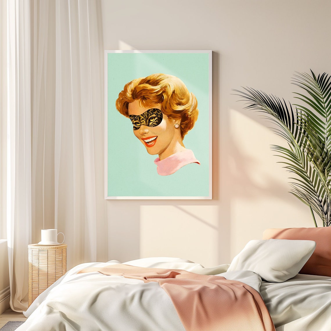 Wild Vixen Retro Blonde Leopard Mask Mint Pop Art Style Poster