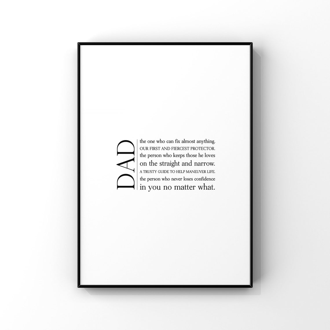 Dad Definition Typography Poster Meaningful Gift for Fathers Day