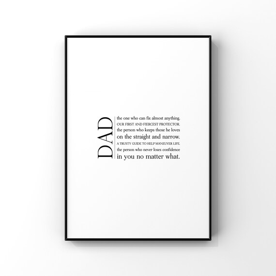 Dad Definition Typography Poster Meaningful Gift for Fathers Day