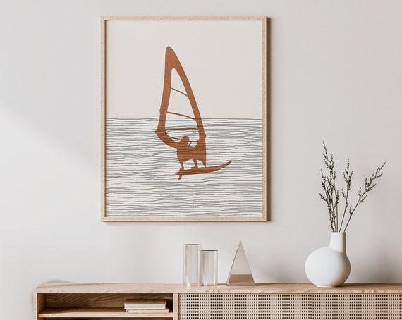 Boho Windsurfer Man Illustration Art Print