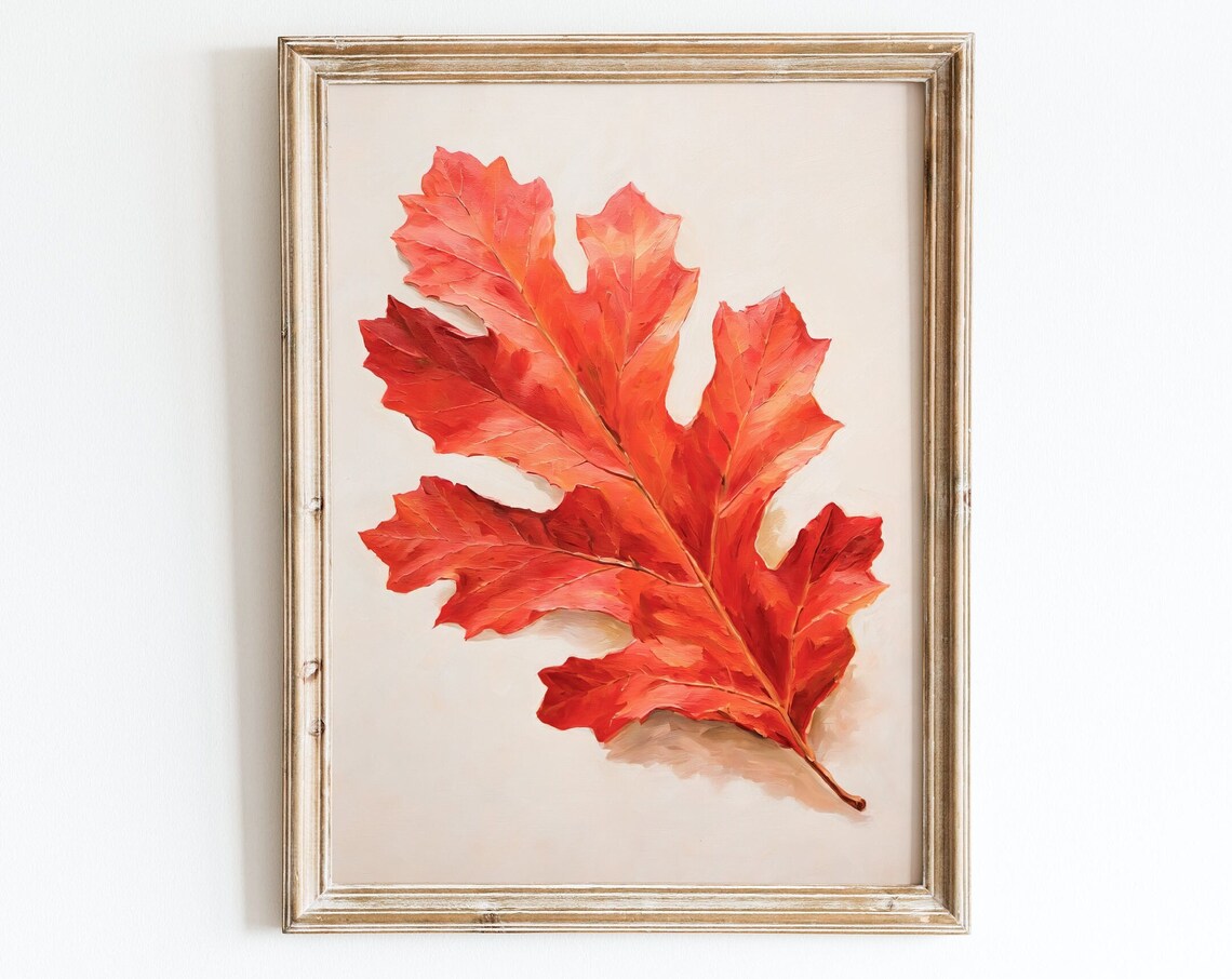 Fall Leaf Print, Retro Rustic Autumn Decor