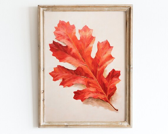 Fall Leaf Print, Retro Rustic Autumn Decor