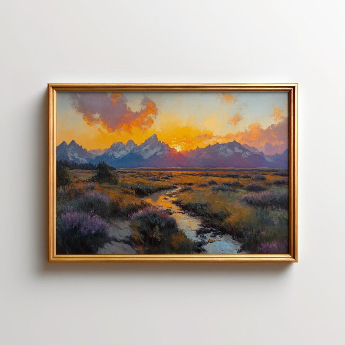 Grand Teton Sunset Mountain Landscape Art Print