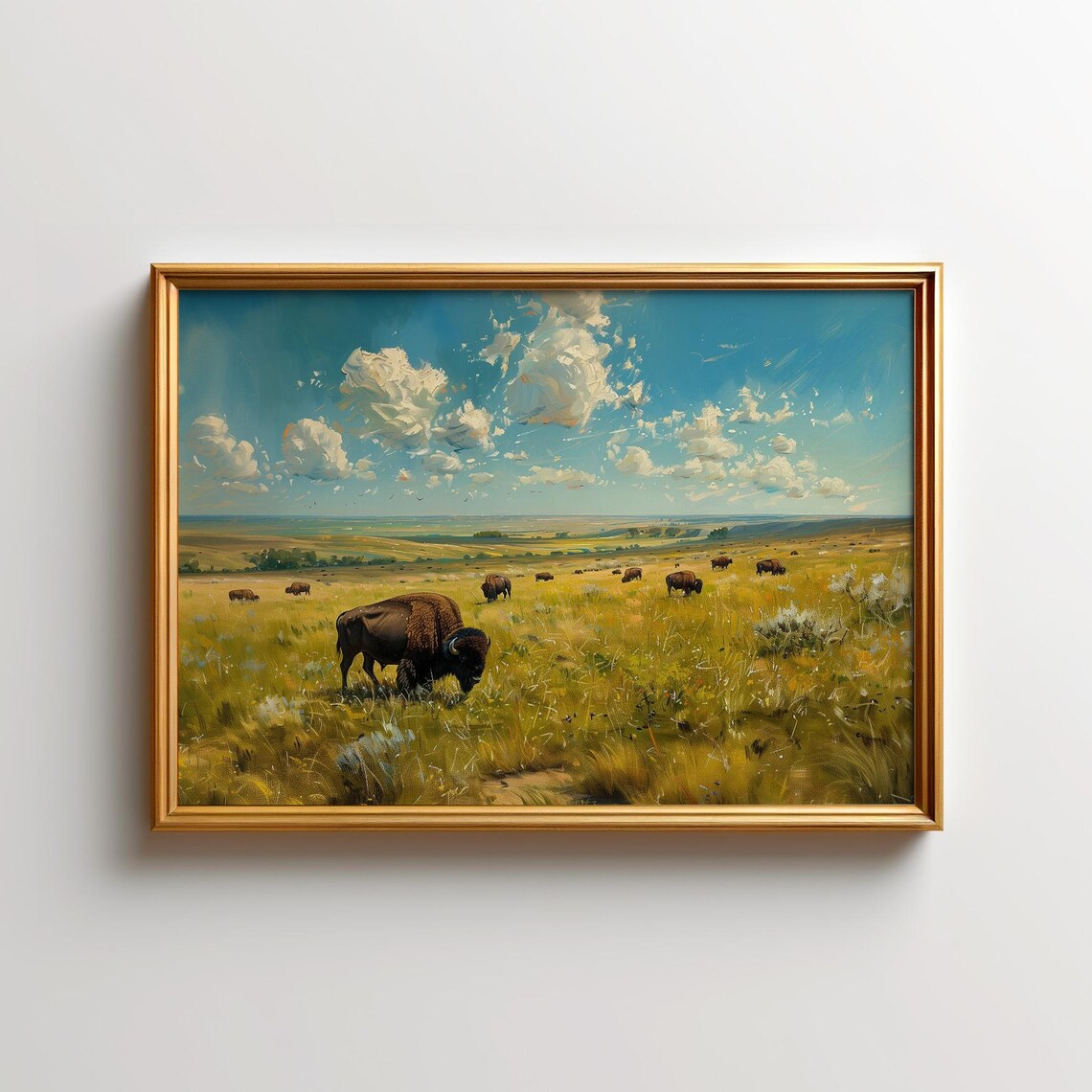 Bison Grasslands National Park Landscape Art Print