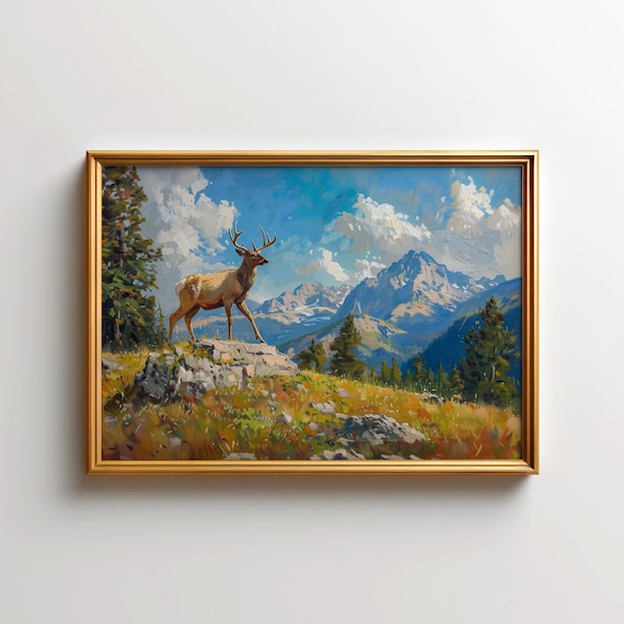 Mule Deer Painting Rocky Mountain Wall Art Of Colorado Wildlife Poster Print Nature Decor Wild Animal