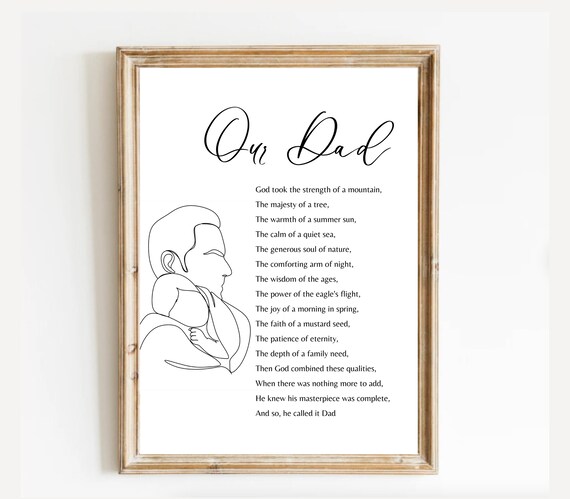 Our Dad Poem Father Gift Minimalist Line Art Fatherhood Poster