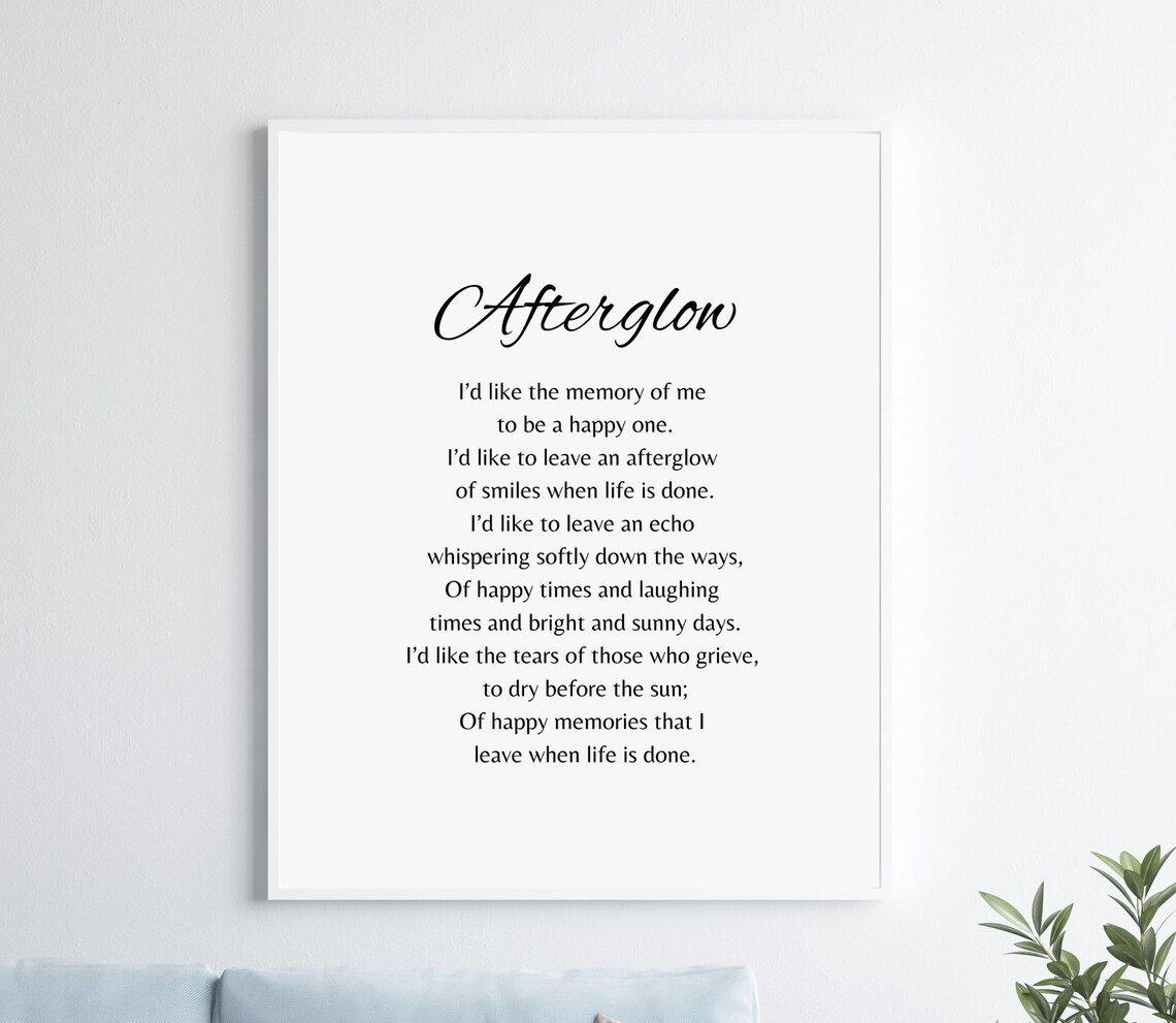 Afterglow Poem Memorial Celebration Of Life Keepsake Wall Poster - Image 2