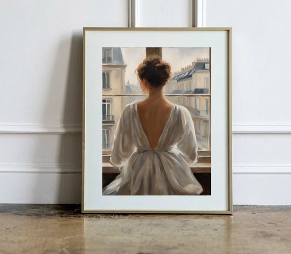 Dark Mood Art Moody Vintage Portrait Oil Painting Hidden Beauty Vintage Portrait Oil Painting Antique Girl Portrait Paris