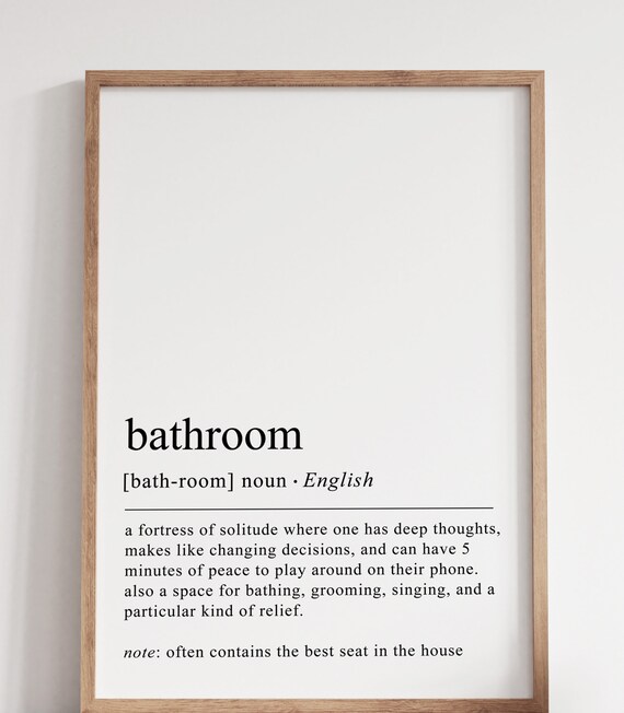 Bathroom Definition Print Funny Bathroom Decor Bathroom Wall Art Wall Art Instant Poster