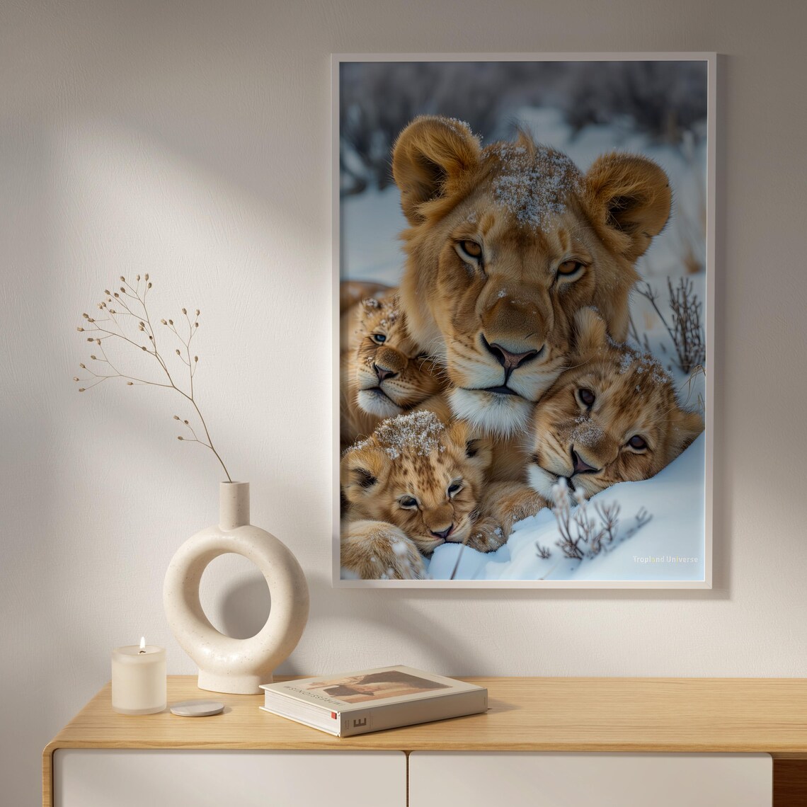 Lioness And Her Three Cubs Art Print, Wildlife - Image 4