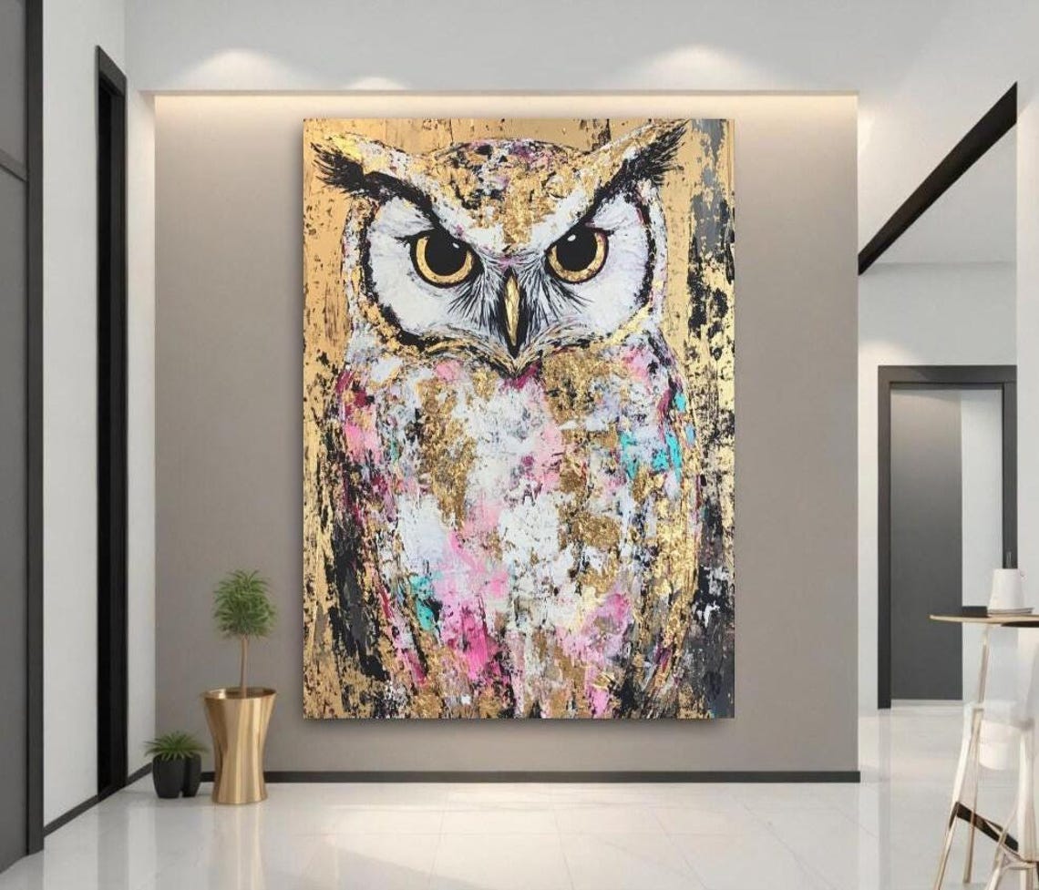 Gold Owl Wall Art, Luxury Animal Poster