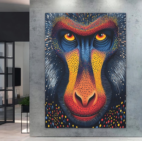 Mandrill Portrait Painting Bold Colorful Pop Art Jungle Animal Print