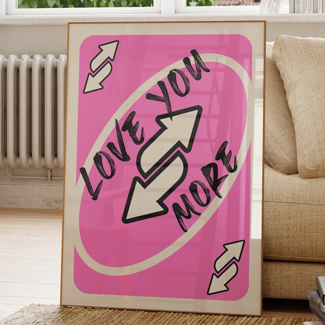 Love You More Pink Reverse Playing Card Style Valentine Poster