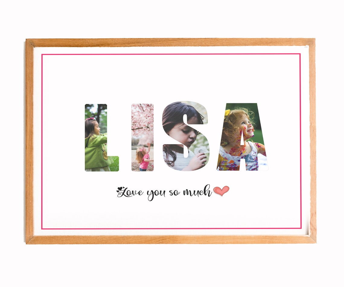 Custom Name Collage Personalized Photo Collage Custom Letter Picture Collage Word Photo Collage Gift Birthday Collage