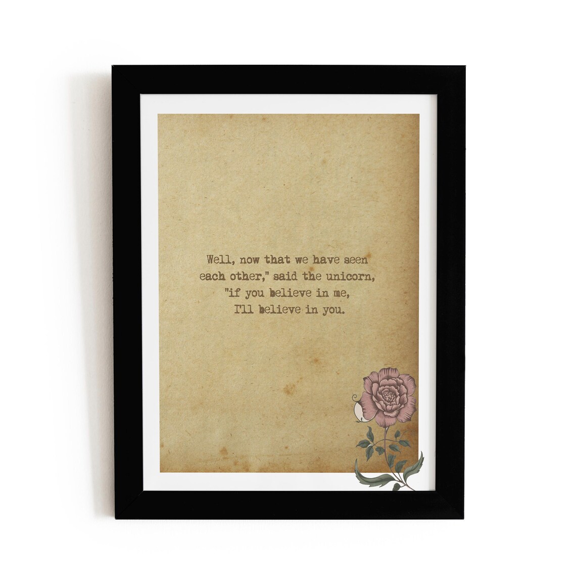 Lewis Carroll Unicorn Believe in Me Whimsical Wonderland Poster - Image 2