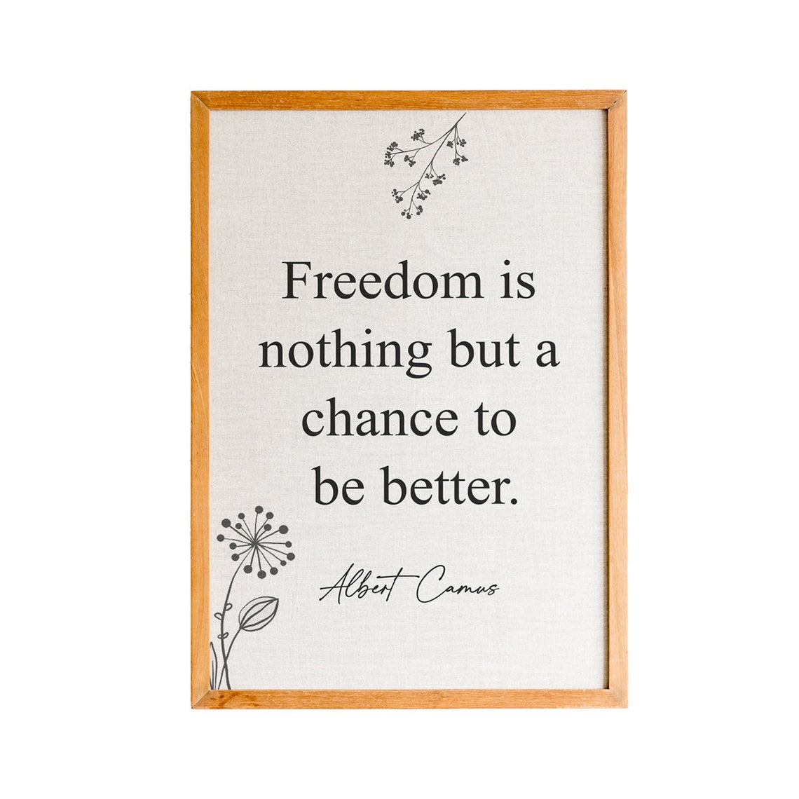 Albert Camus Freedom Is Nothing But a Chance to Be Better Quote Poster