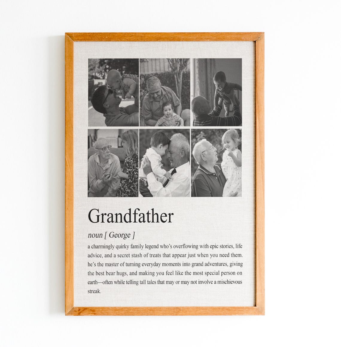 Personalized Grandfather Photo Collage Definition Gift Poster