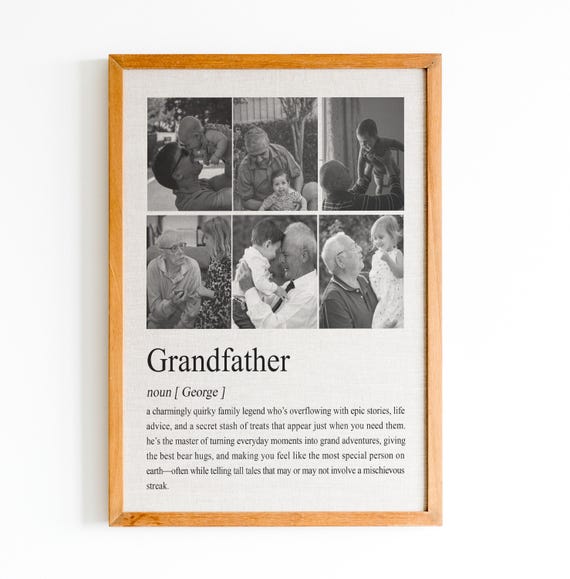 Personalised Grandfather Definition Print Grandpa Gift Custom Gift With Photo Fathers Day Print Gift For Grandfather Gift