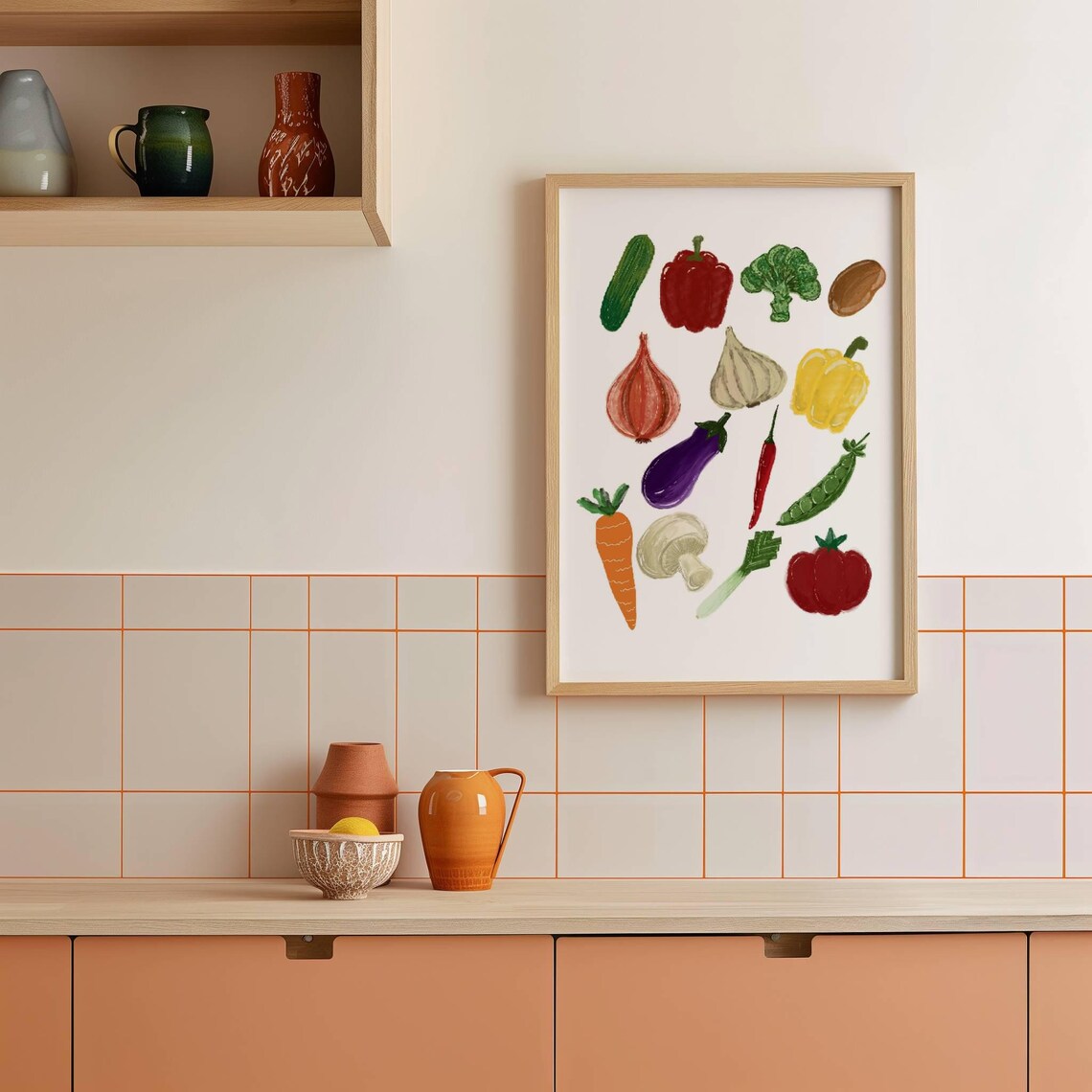Kitchen Wall Art Watercolor Vegetable Art Food Art Print Illustration Veggie Artwork Midcentury Kitchen Art Girly Print - Image 3