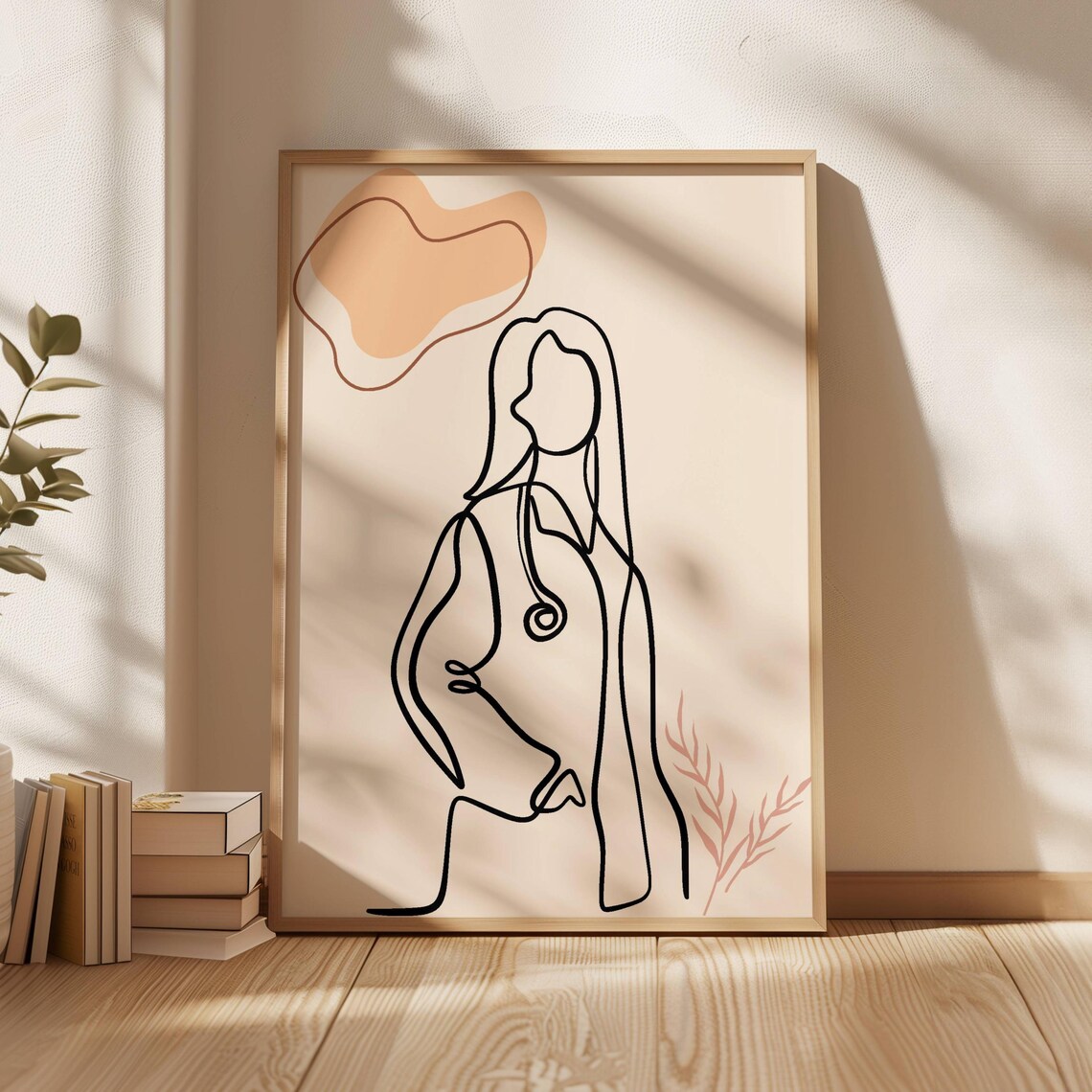 Female Doctor Minimalist Line Art Medical Office Gift Poster