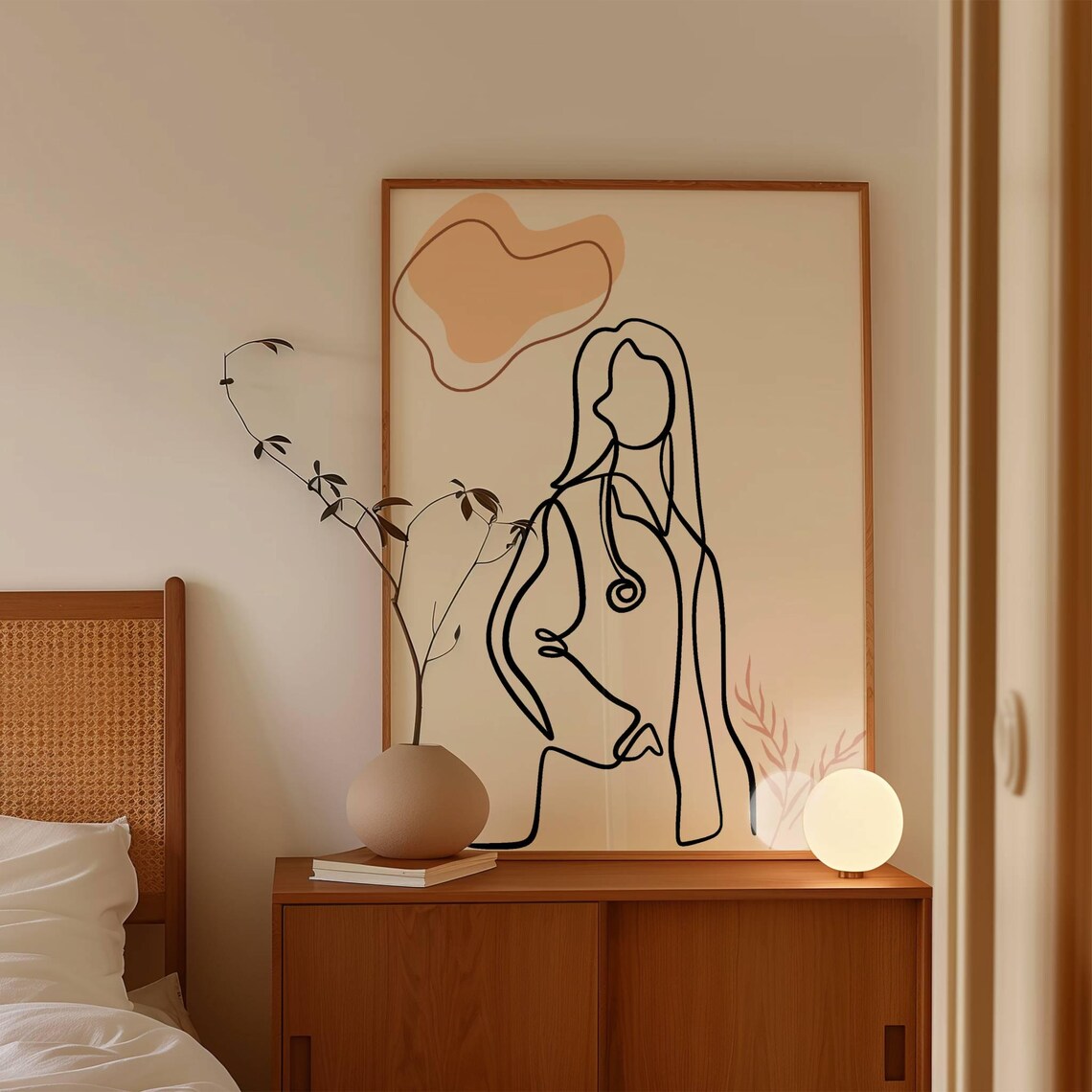 Female Doctor Minimalist Line Art Medical Office Gift Poster - Image 3