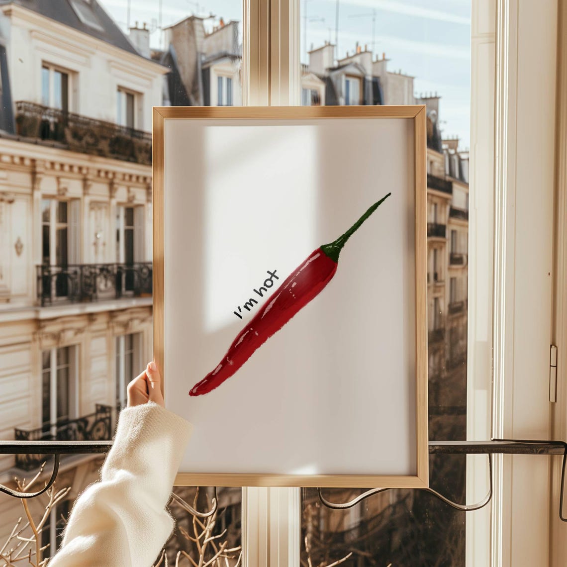 Minimalist Kitchen Art Watercolor Red Chilli Pepper Wall Art Modern Spice Kitchen Print Funny Quote Trendy Retro Apartment Decor Gift Idea - Image 2