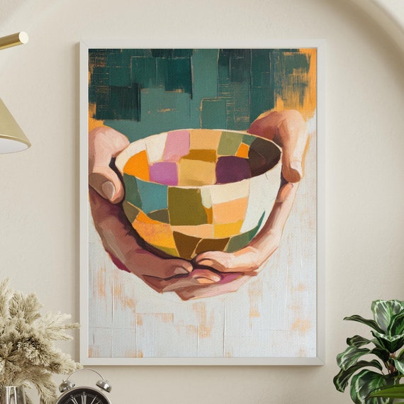 Kintsugi Art Print Modern Colorful Zen Wall Art Kintsugi Vase And Painting Inspired Poster For Unique And Moody Decor
