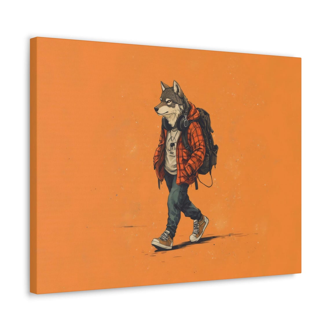 Hipster Wolf in Flannel Shirt Backpack Cool Streetwear Animal Poster - Image 3