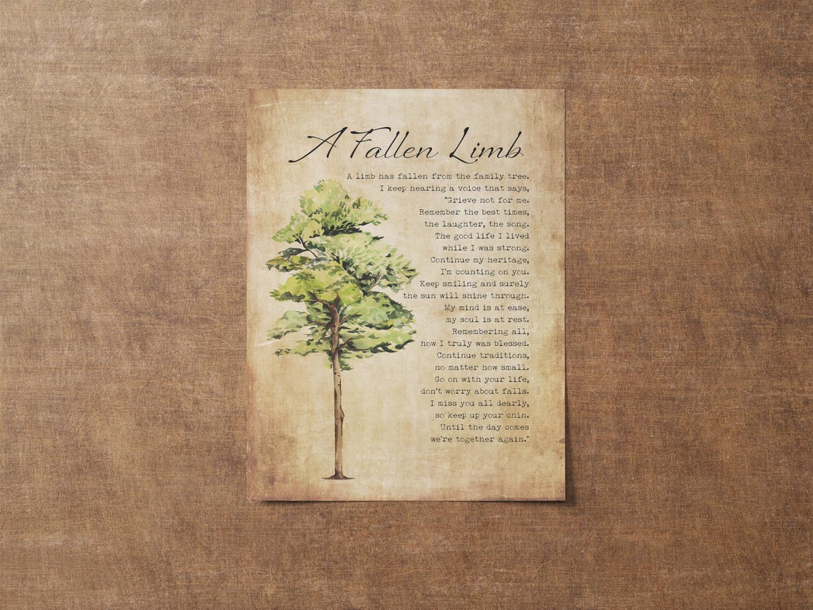 A Fallen Limb Memorial Poem Bereavement Sympathy Keepsake Poster