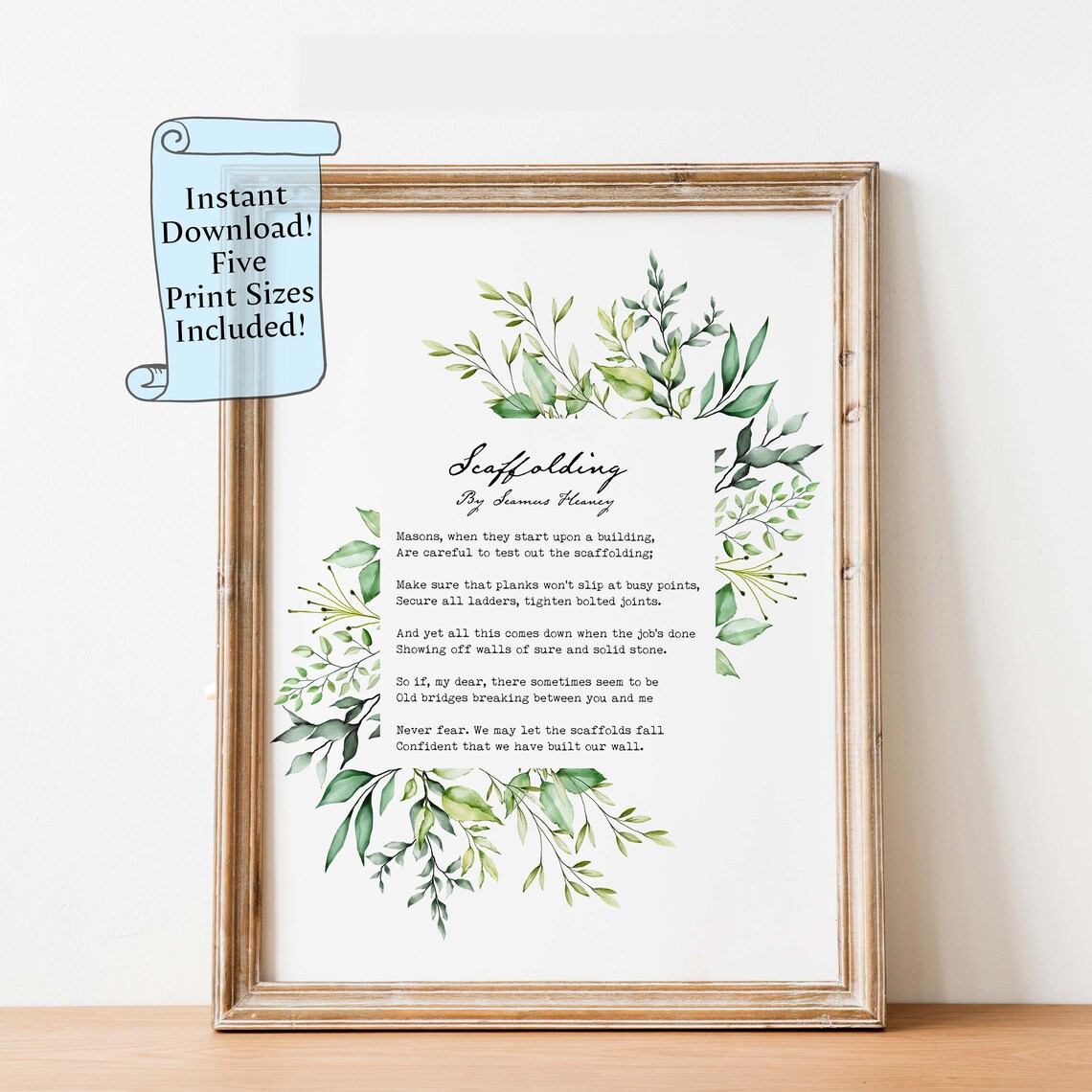 Seamus Heaney Scaffolding Poem Art Print