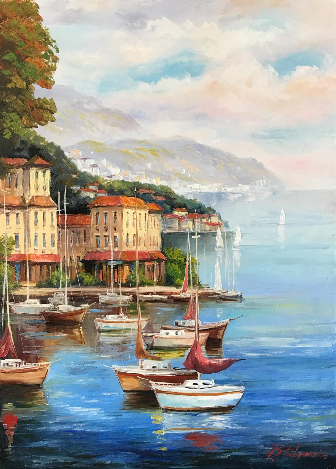 Capri Italy Painting On Italy Coastal Villages Oil Painting Original Positano Amalfi Coast Painting Italy Landscape Art For Sale