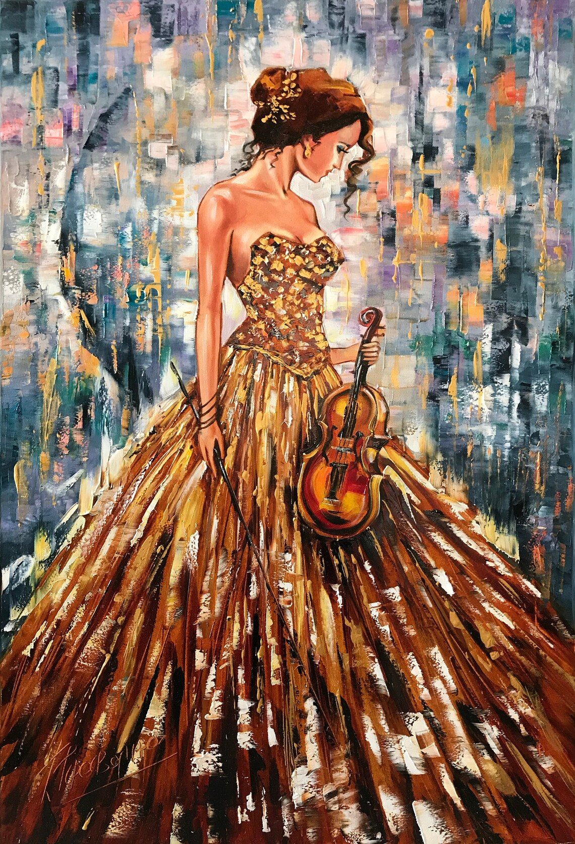 Abstract Woman Playing Violin, Portrait Art Print - Image 2