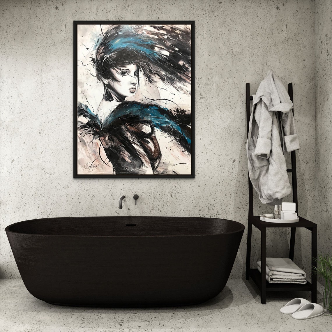 Abstract Woman Oil Painting Original Modern Woman Face Wall Art Abstract Figurative Painting Large Modern Woman Portrait Oil Painting - Image 3