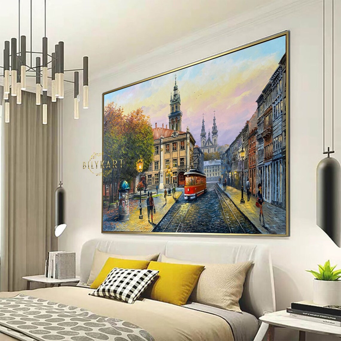 Lviv Cityscape Art Print, Colorful Sunset Evening - Image 2