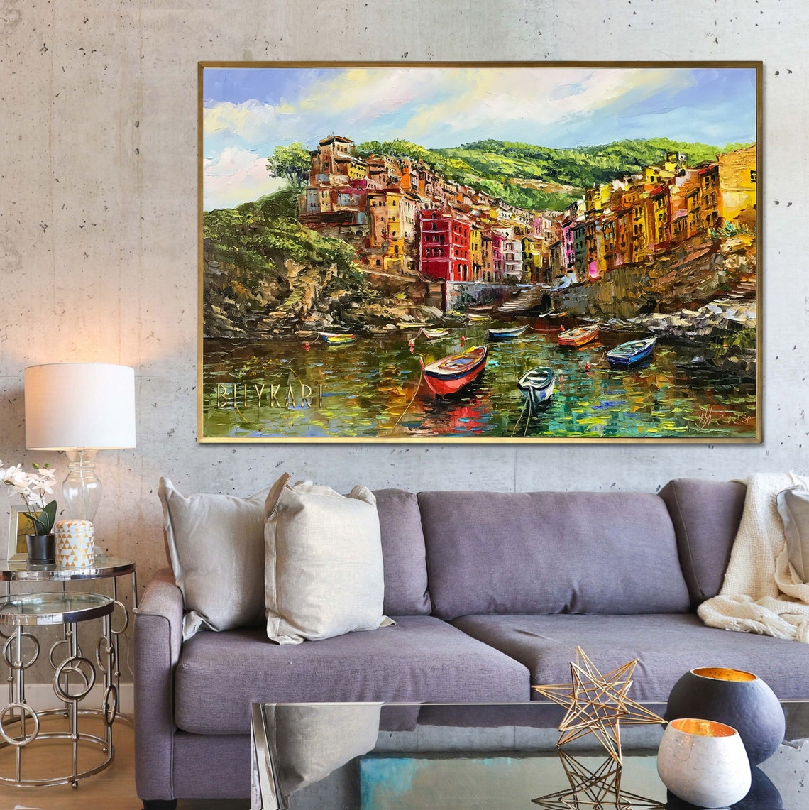 Cinque Terre Italy Oil Painting Original Italian Villages Painting Italy Coastal Towns Art Italy Painting Italian Landscape Oil Painting - Image 3