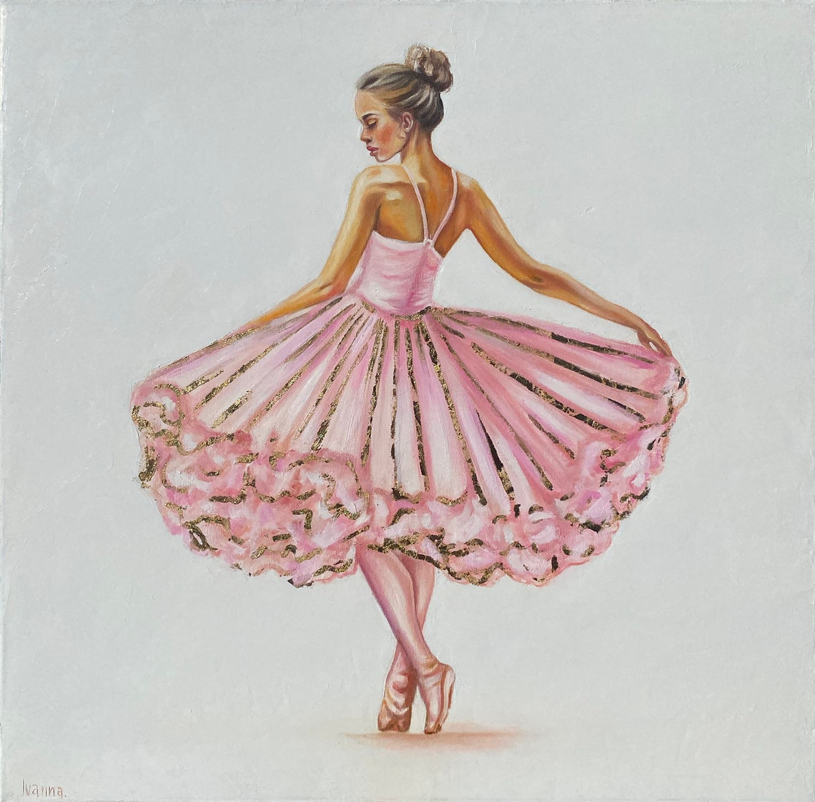 Pink And Gold Ballerina Painting Theme Nursery Ballet Painting Ballet Room Decor Pink Dcor Dancing Ballerina Framed Art Painting Gift Girls - Image 3
