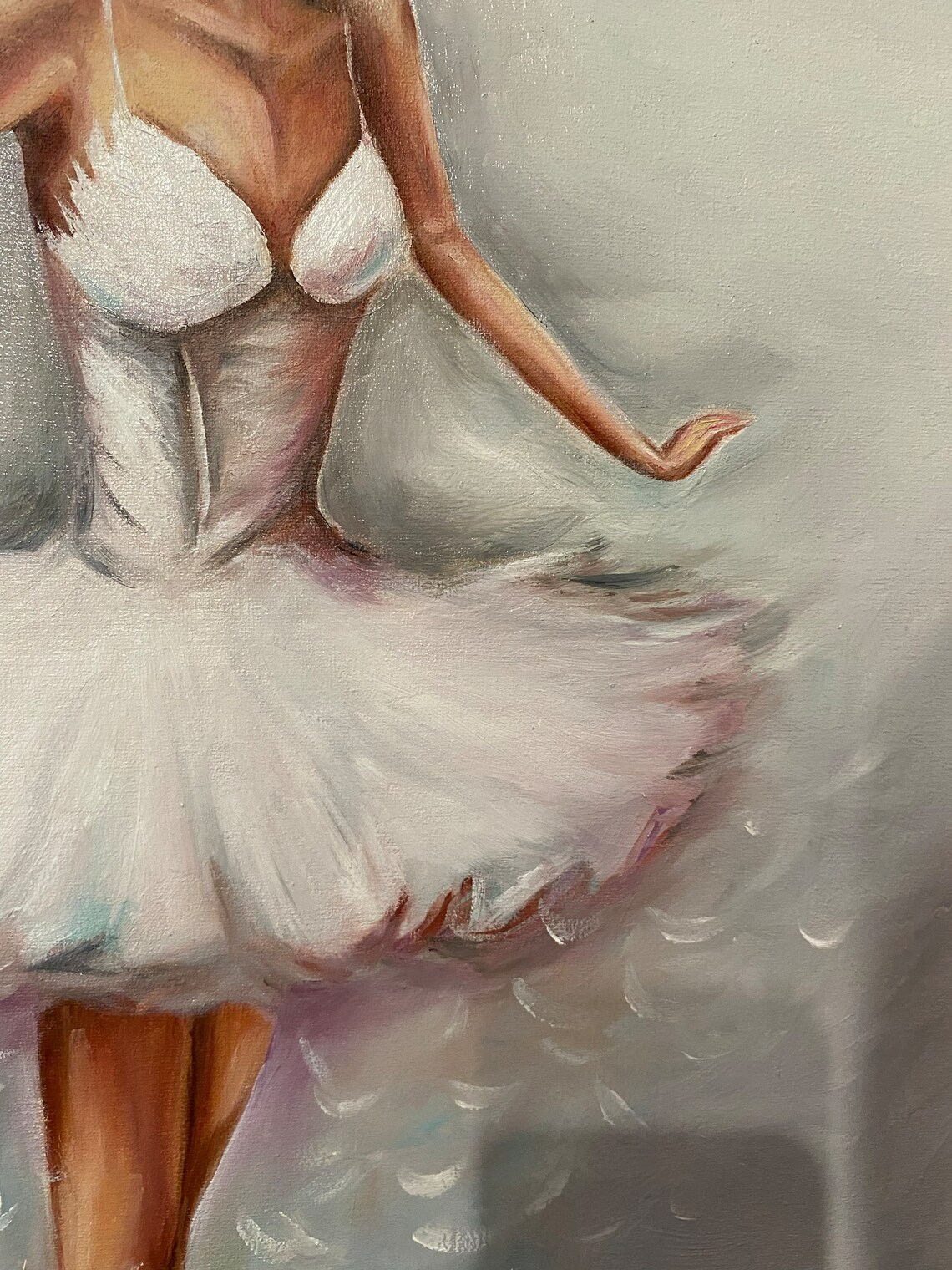 White Tutu Ballerina Swan Pose Graceful Elegant Ballet Art Poster - Image 2