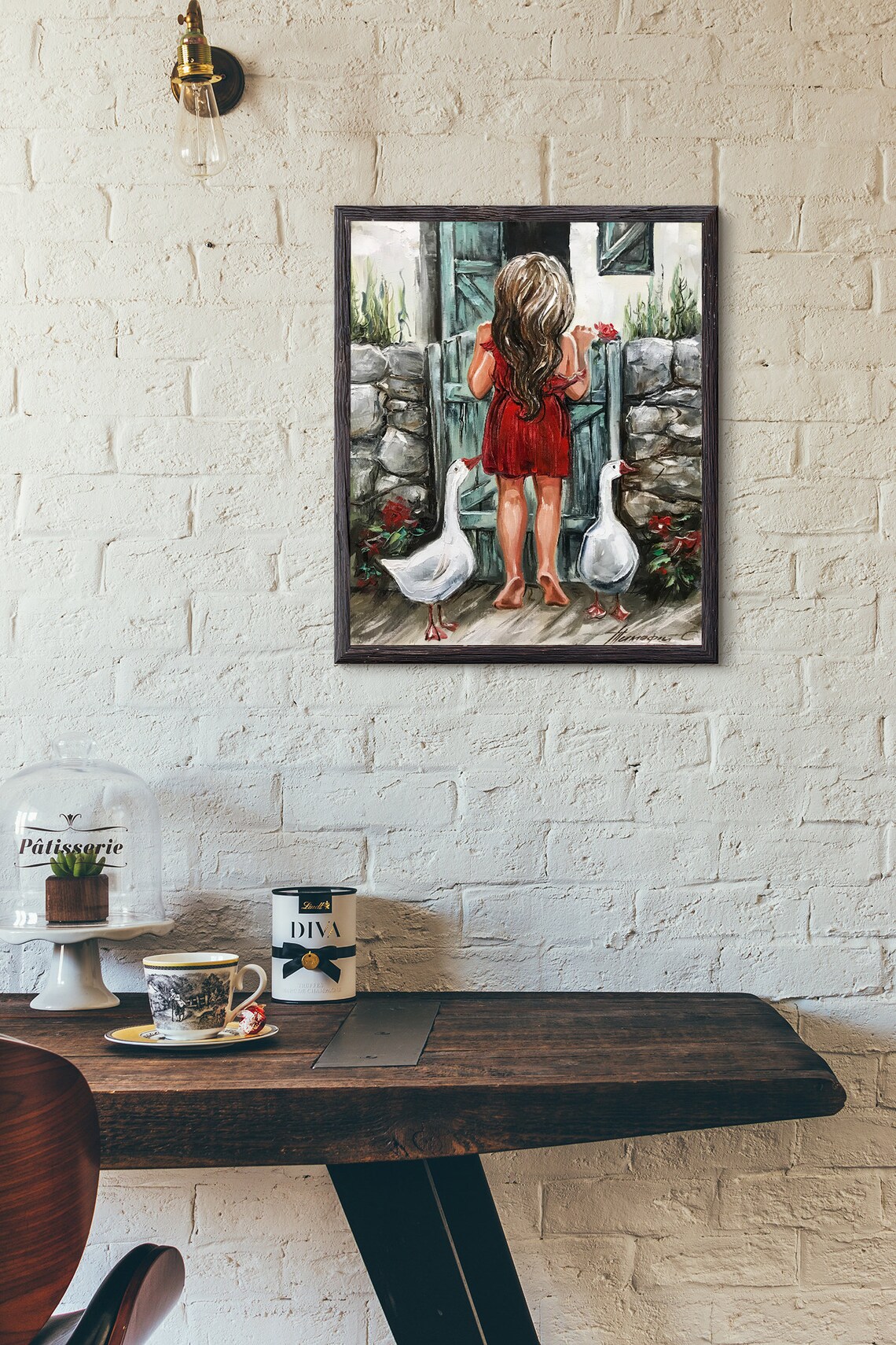 Farm Girl and Goose, Farmhouse Wall Art Print - Image 3