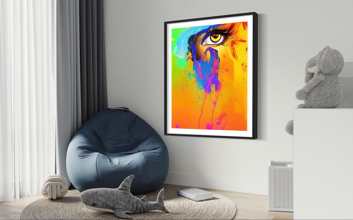 Colorful Abstract Eye Pop Art Poster in Neon Splash Paint Style - Image 3