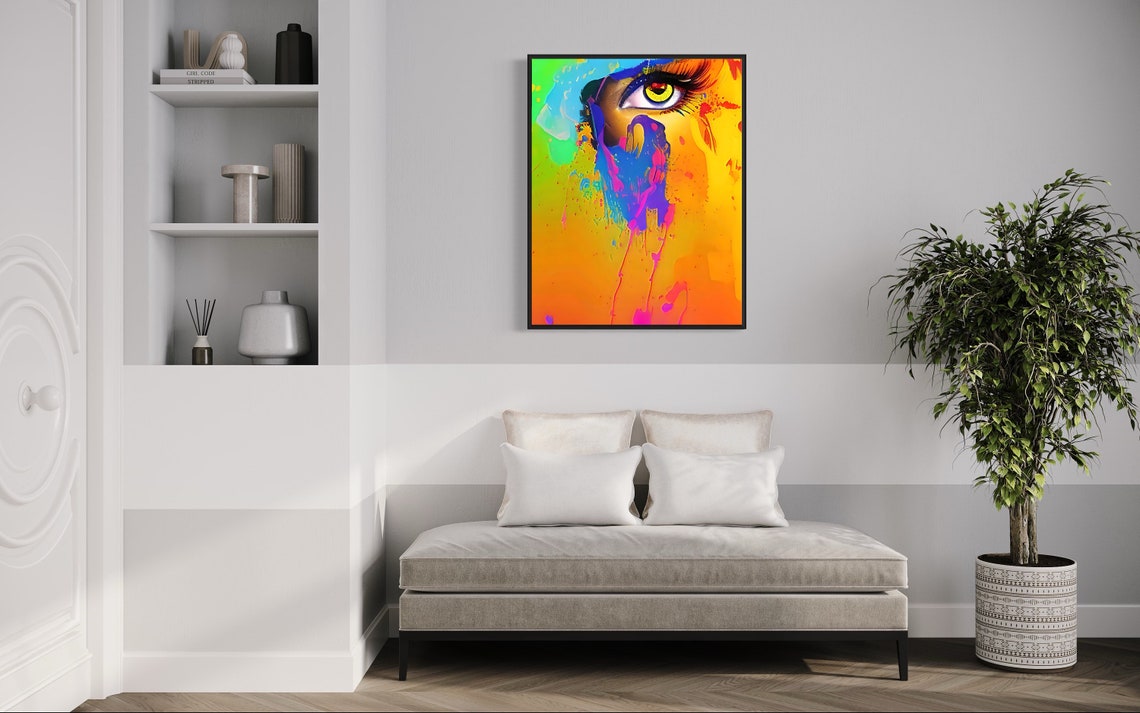 Colorful Abstract Eye Pop Art Poster in Neon Splash Paint Style - Image 4