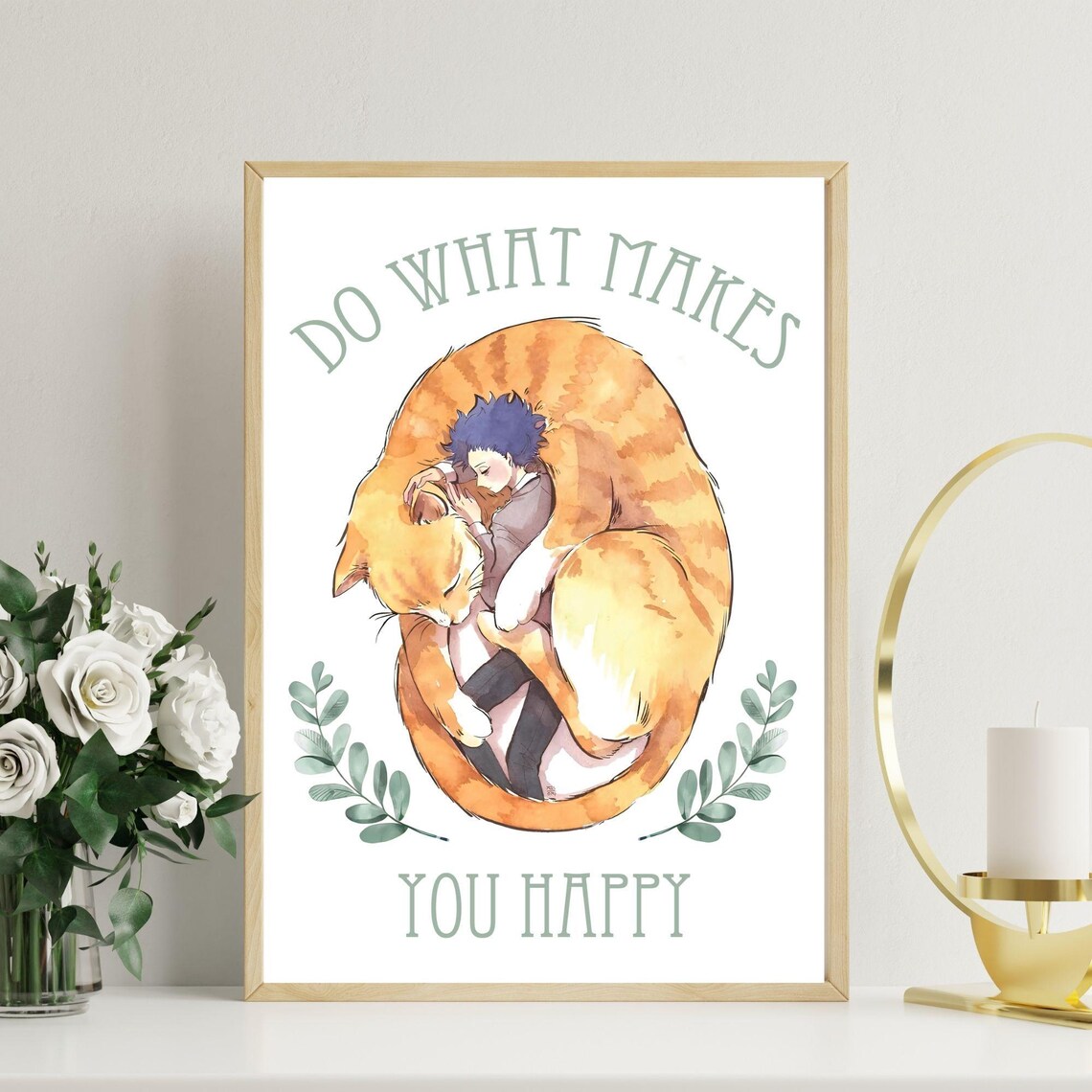 Ginger Cat Painting, Positive Affirmation Quote - Image 2