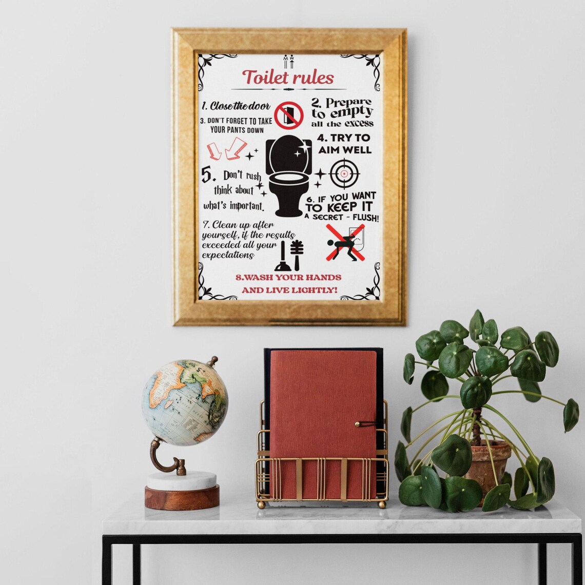 Toilet Rules For Home And Office Funny Bathroom Rules - Image 3