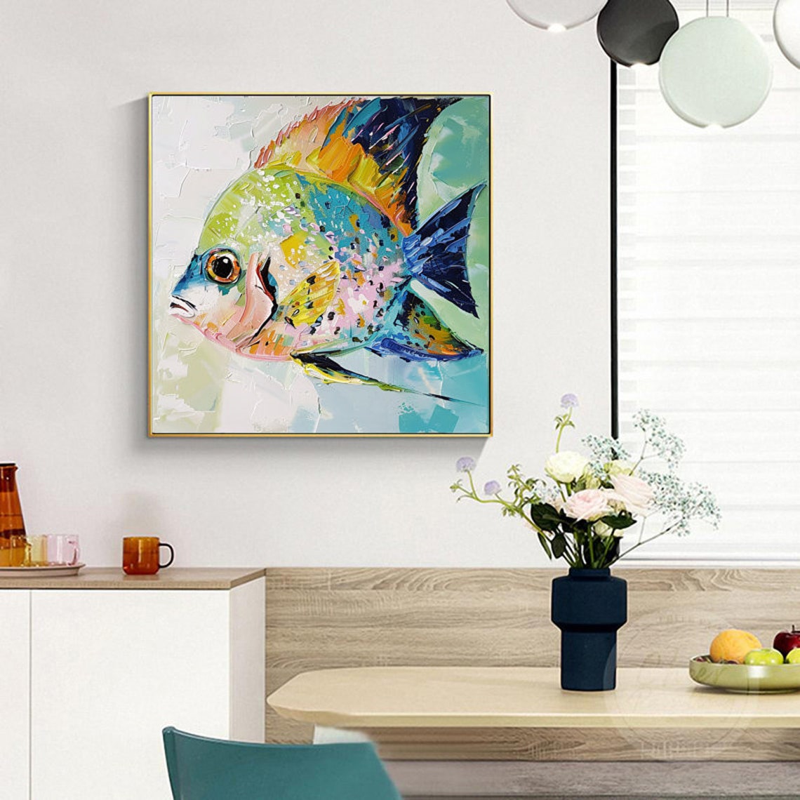 Colorful Tropical Fish Close Up on a Mint Green Ground Poster - Image 4